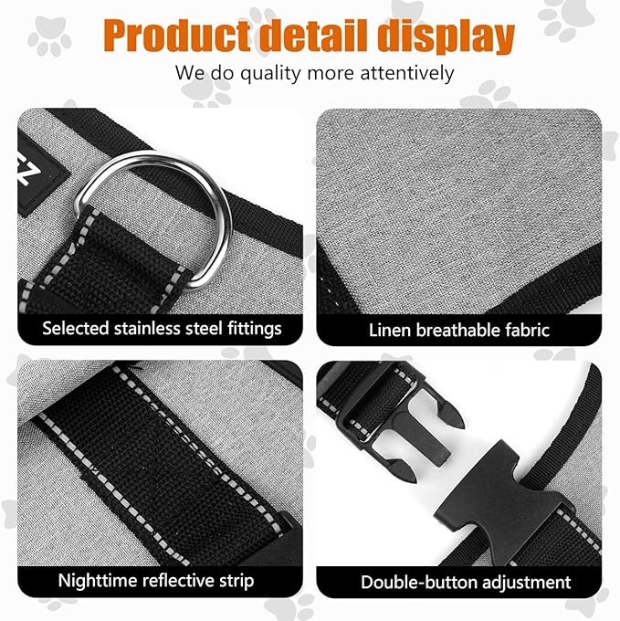 Ayquez Dog Lift Harness with Storage and Transport Bag, Dog Harness with Handle for Lifting & Hip dysplasia, arnés para Perros pequeños, pechera para Perros (Gray, XL)