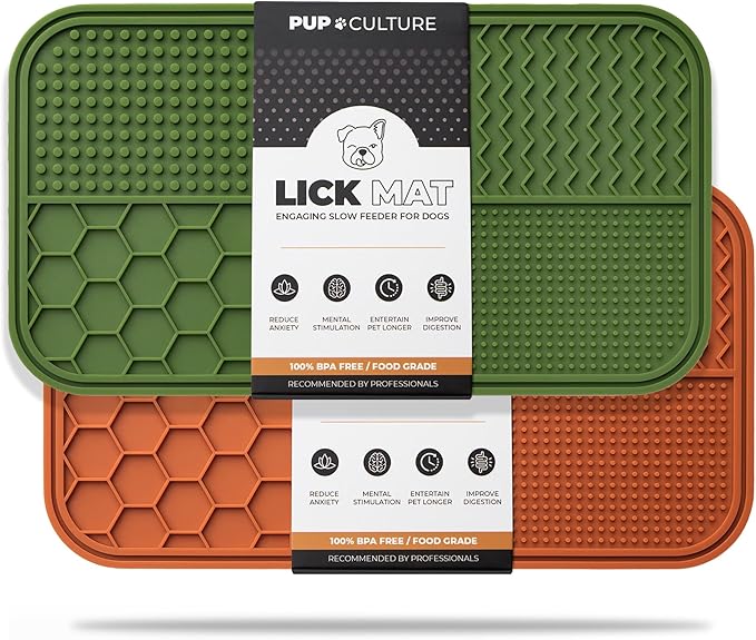 Pup Culture Dog Lick Mat for Dogs (2 Pack), Feeding Pad for Anxious Pets Plus 4 Different Puzzles for Mental Stimulation for Dogs - Supports Mental, Dental, and Digestive Health - Heavy Duty