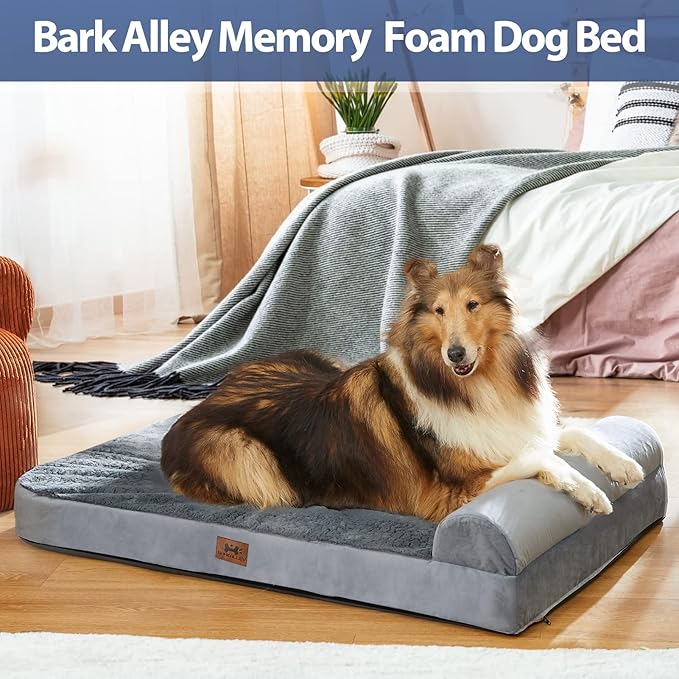 Bark Alley Jumbo Memory Foam Orthopedic Bed - Waterproof Washable Cover, Perfect for Medium, Large, and Extra Large Dogs, Sofa and Couch