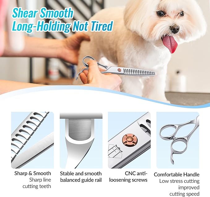 Dog Grooming Scissors: 7 inch Pet Chunker Shears Made Of Japanese 440c Advanced Stainless Steel Professional Grooming Scissors for Dogs Cats and Other Pets