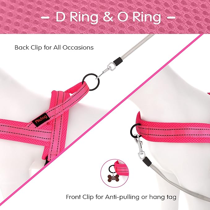 Didog No Pull Dog Harness with Soft Mesh Padded,Reflective & Quick Fit Light Weight Dog Strap Vest Harness,Easy for Walking Training (M:Chest 21-26", Pink)