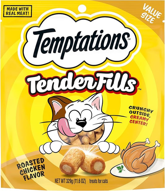 Temptations Tender Fills Crunchy and Soft Adult Cat Treats, Roasted Chicken Flavor, 11.6 oz. Pouch