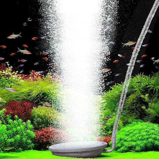 hygger Aquarium Air Stone, 3.1 Inch Fish Tank Bubbler Stone Kit Makes Super Tiny Bubbles, Ultra-High Dissolved Airstone with Stainless Steel Base Aquarium Fish Tank and Hydroponic