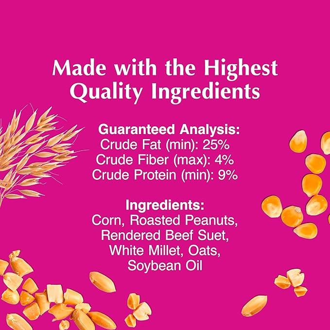 C&S High Energy Delight No Melt Suet Dough, Suet Cakes for Wild Birds, 11 Ounces, Pack of 8