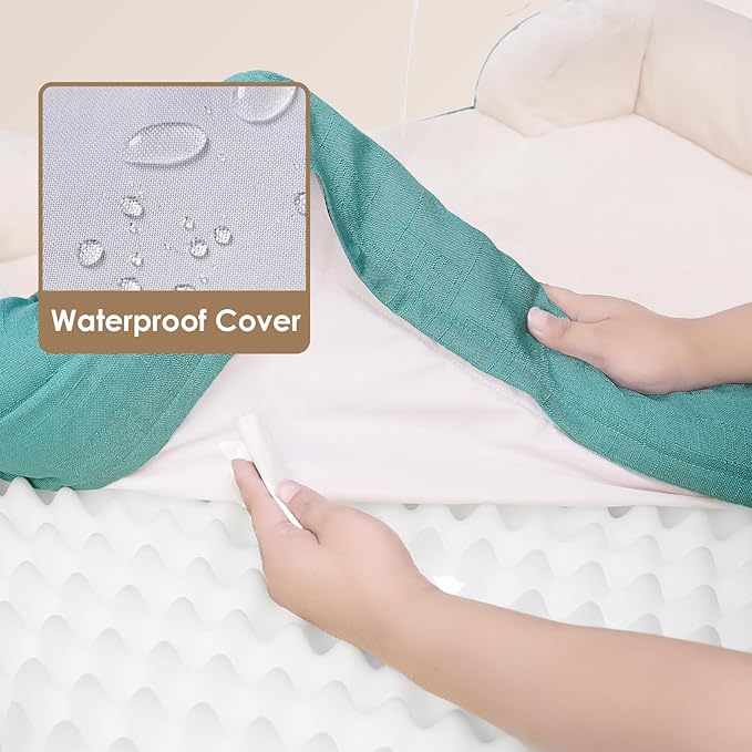 EHEYCIGA Orthopedic Dog Bed for Large Dogs, Waterproof Memory Foam, Turquoise Blue, 35"L x 22"W x 6.5"Th