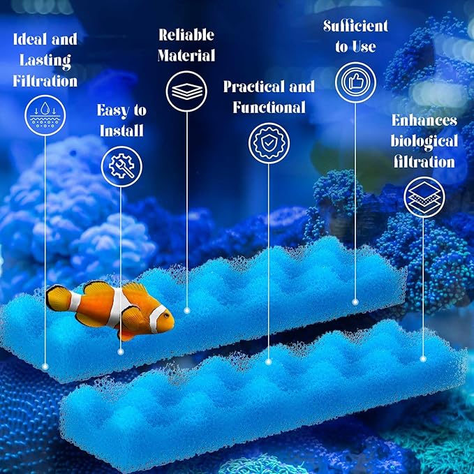 Maxcheck 10 Pack Compatible with 406/407 Blue Bio Sponge Value, Replacement Filter Media Sponge Pads for Aquarium