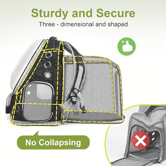 Expandable Cat Backpack,Cat Bubble Backpack Carrier for Carrying Cats, Pets and Small Dogs,Airline-Approved,Designed for Travel, Hiking, Walking,Car （Black