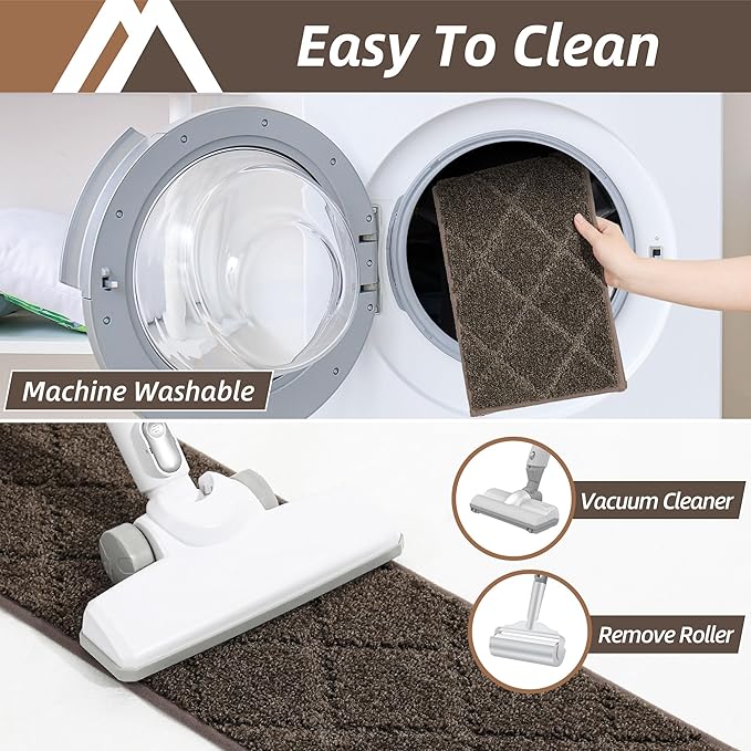 COSY HOMEER Edging Stair Treads Non-Slip Carpet Mat 28inX9in Indoor Stair Runners for Wooden Steps, Edging Stair Rugs for Kids and Dogs, 100% Polyester TPE Backing (4pc, Brown)