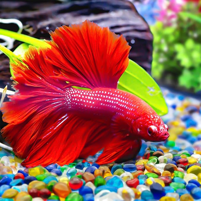 Keedolla 3 LB Fish Tank Rocks Gravel Pink, Aquarium Glass Pebbles Gemstones Beads Betta Fish Tank Stones for Vase Fillers, DIY Crafts, and Home Decor