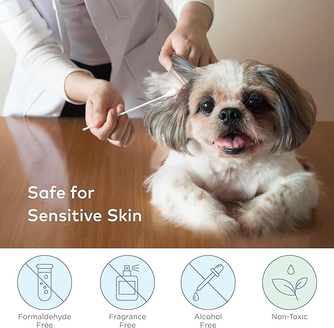 Cotton Swabs for Dogs and Cats - Cat & Dog Ear Cleaner Long Cotton Swab - Extra Large Cotton Head, Cat & Dog Ear Cleaning Kit for Puppies, Multipurpose Pet Cotton Swabs (Extra Large 100 Buds)