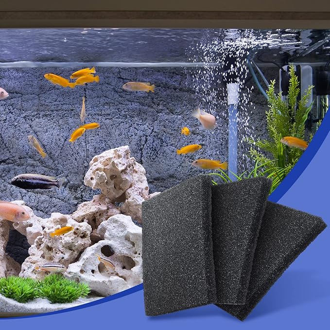 Tondiamo 3 Pieces Aquarium Sponge Filter Pad Media Cut to Fit Foam for Fish Tank Filters Replacement Fish Tank Cleaner Open Cell Foam Sponges for Dishes