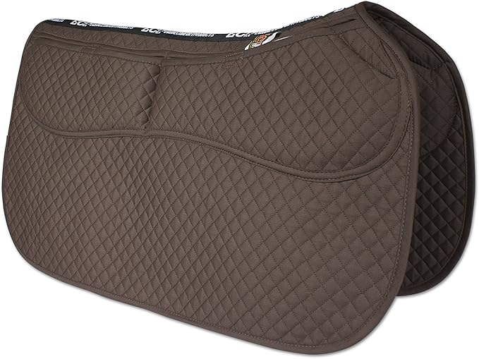 ECP Equine Comfort Products Thermoregulating Western Saddle Pad, Machine Washable Contoured Fit, Water Absorbing, Therapeutic, Shock Absorbing with Adjustable Memory Foam Shims