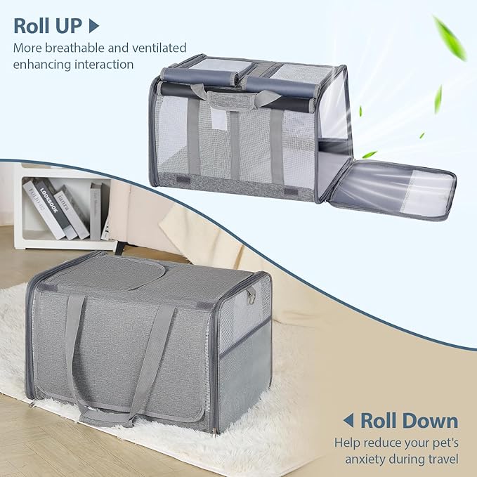Cat Carrier for 2 Cats – Large Soft-Sided Pet Travel Carrier, Dual Compartments, Privacy Protection, Dog Carrier for Small/Medium Dogs, Home & Outdoor Use