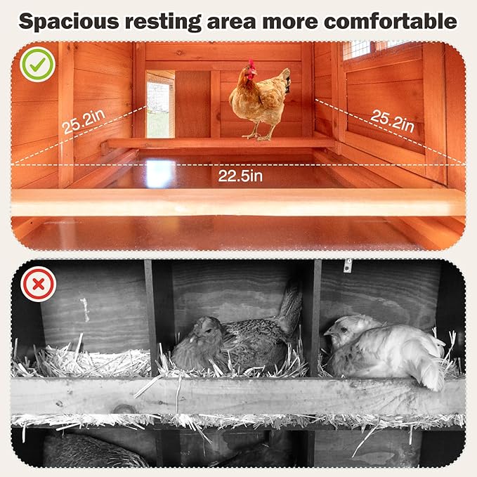 Chicken Coop for 4-6 Chickens Outdoor Wooden Hen House Poultry Pet Hutch for Backyard w/Run Cage & Nesting Box