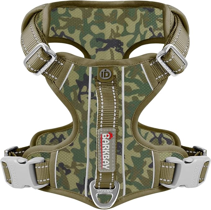 BARKBAY Dog Harness No Pull with ID Tag Pocket - Heavy Duty, Reflective, Easy Control for Large Dogs(Camo,M)