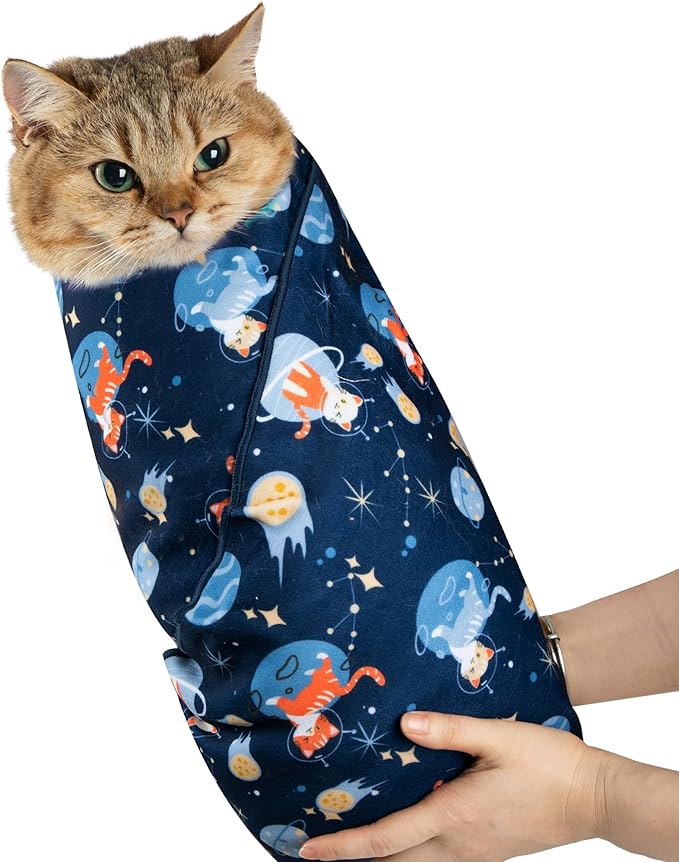Cat Grooming Wrap,Anti-Escape Cat Wrap for Grooming,Self-Adherent Soft Cat Blanket to Wrap,Anti-Bite,Clip Nails,Anti-Scratch,Cat Calming Wrap,Cat Burrito Wrap,Swaddle Wrap Pet Tool Large Size