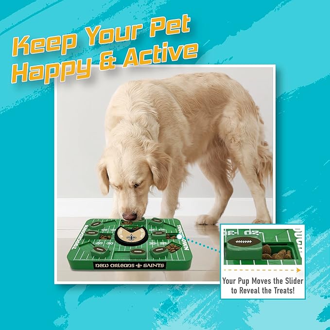Pets First NFL New Orleans Saints Large Puzzle Toy - Interactive Dog Slow Feeding Treat Toy, Large Size