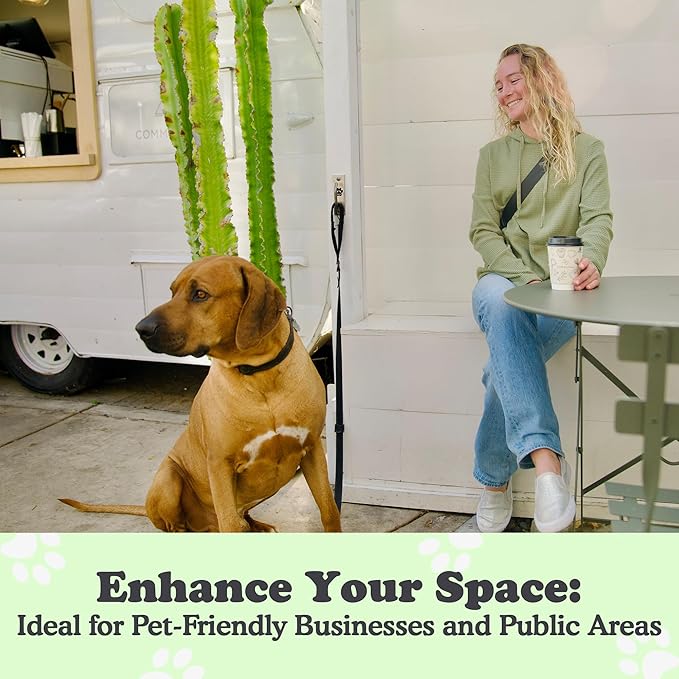 Canine Hitch- Secure Dog Leash Parking Mounted Indoor – Outdoor Wall Hook - Tie Out Stainless Steel Practical Lead Management for Home & Business, Slim Compact 2 Pack