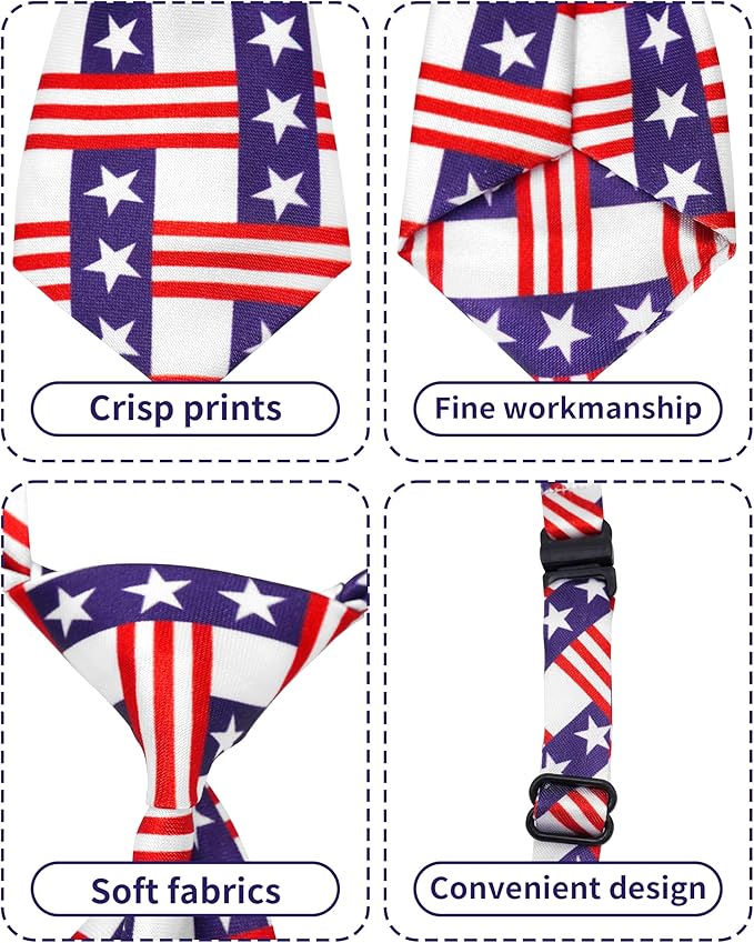 PET SHOW 10 Pack 4th of July Big Dog Ties Neckties for Large Breed Dogs XL Adjustable Holiday Grooming Accessories Patriotic Neck Ties Bowties Girl Boy Pets Memorial Day Holiday Party Costumes