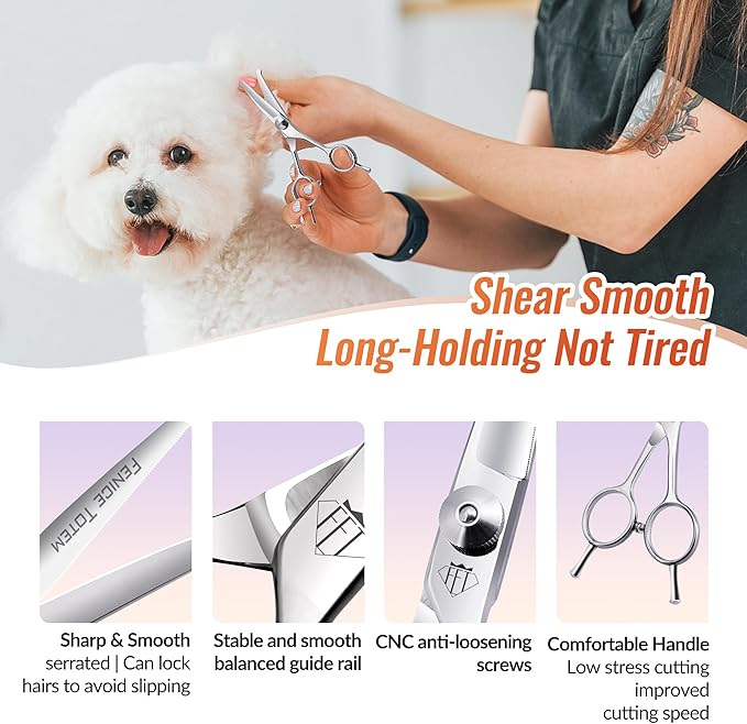 Dog Grooming Scissors: 4.75" Pet Curved Shears Made Of Advanced Stainless Steel Alloy for Trimming Dogs Cats and Other Pets Face and Paws