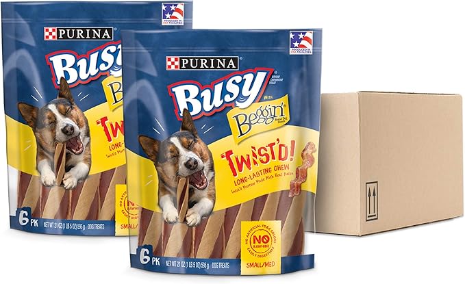 Purina Busy With Beggin' Made in USA Facilities Small/Medium Breed Dog Treats, Twist'd - (Pack of 2) 6 ct. Pouches