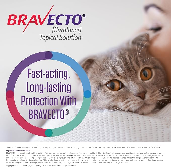 BRAVECTO Topical Solution for Cats, Flea & Tick, 12 Week Supply, >6.2-13.8 lbs., Blue Box