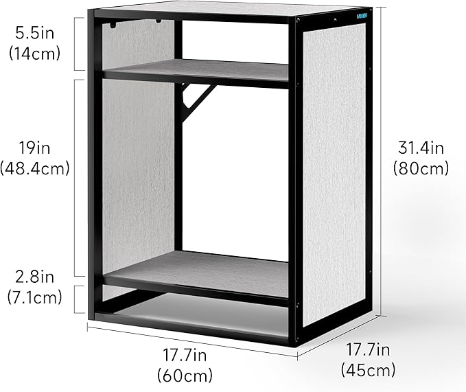 LANDEN Gray Metal Frame Stand, Three-Shelf for Fish Tanks up to 30 Gal, CLX60-60X45X80cm (23.6x17.7x31.49 in), for Fish Tanks and Reptile Terrariums, Home & Office Use