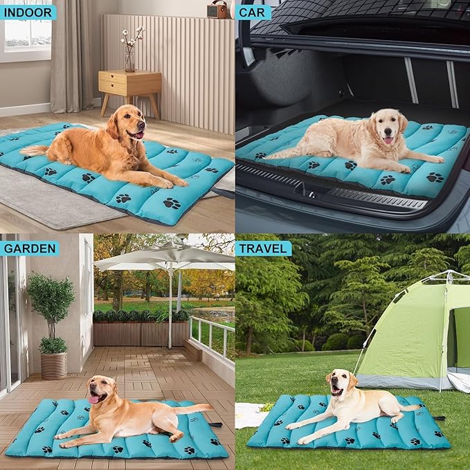 BINGPET Outdoor Travel Dog Bed for Large/Medium Dogs,Portable Waterproof Camping Mat with Carry Bag,Foldable Outside Bed,Machine Washable Indoor Pet Mat for Small,Medium and Large Dogs 26"x43"