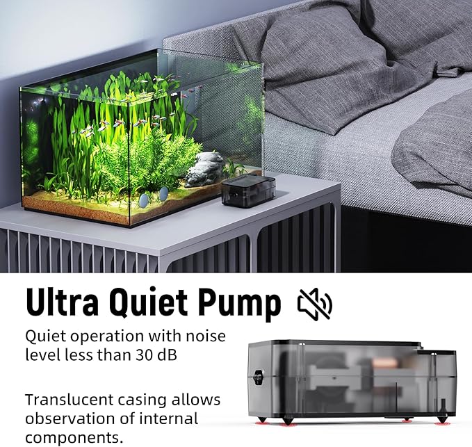 Fish Tank Air Pump,Ultra-Silent/Small Size/More Output Aquarium Air Pump 2w/57GPH/18Kpa,with Air Stone Bubbler,Adjustable Airflow,Dual Outlet,Suitable for 40-60 Gallon Fish Tank