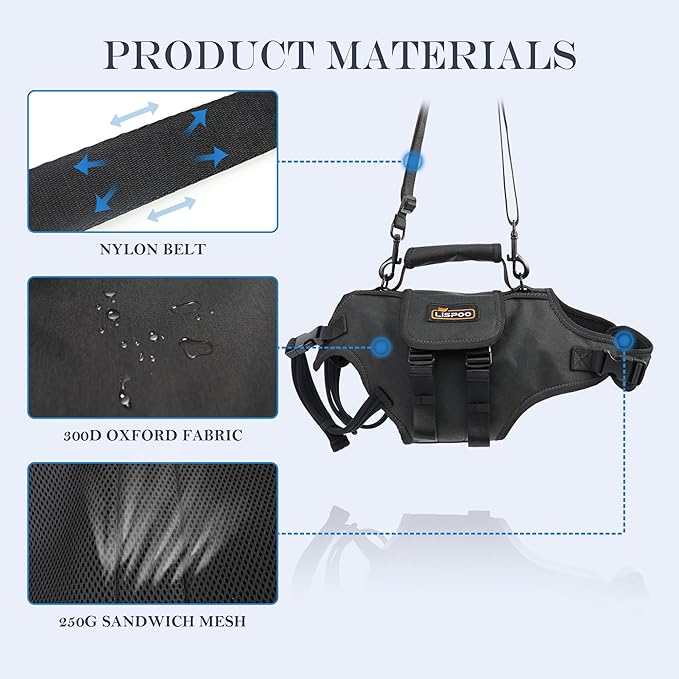 Dog Lift Harness, Full Body Support with Adjustable Control Handle for Medium Senior Dogs, Post-Surgery Recovery & Joint Problems (Oxford Cloth, M)