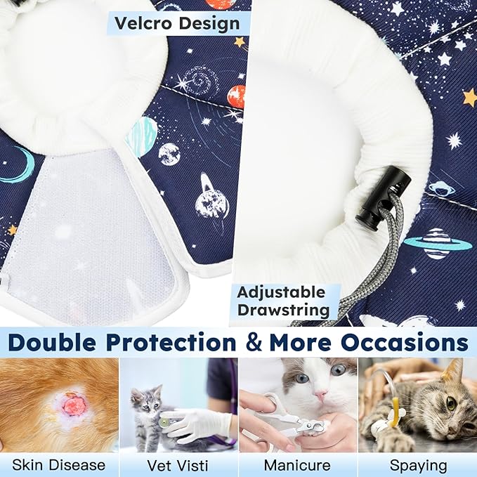 Cat Cone Collar Soft, Waterproof Cat Recovery Collar After Surgery, Adjustable Pet Donut Collar, Safety Elizabethan Collar to Prevent Licking Wounds for Kittens, Pet Cone Alternative