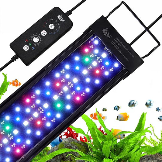 AQQA LED Aquarium Light, 24/7 Mode IP68 Waterproof Extendable Bracket Fish Tank Light, DIY Mode Full Spectrum Aquarium Plant Light, Adjustable Timer/Brightness Memory Function for 12-18 Inch Fish Tank