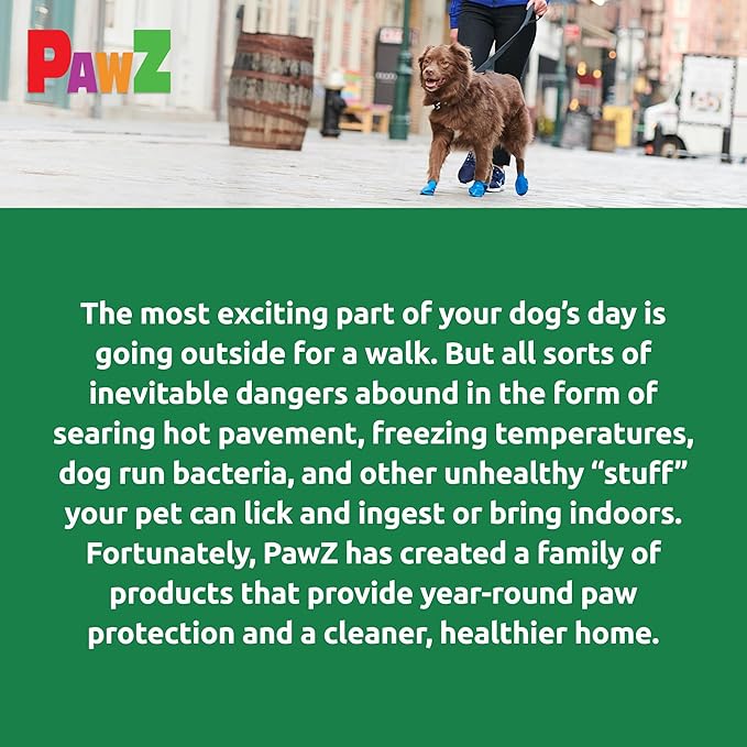 PawZ Rubber Dog Boots for Paws up to 1", 24 Total (2 Packs of 12) - All-Weather Dog Booties for Hot Pavement, Snow, Mud, and Rain - Waterproof, Anti Slip Dog Socks - Tiny, Green