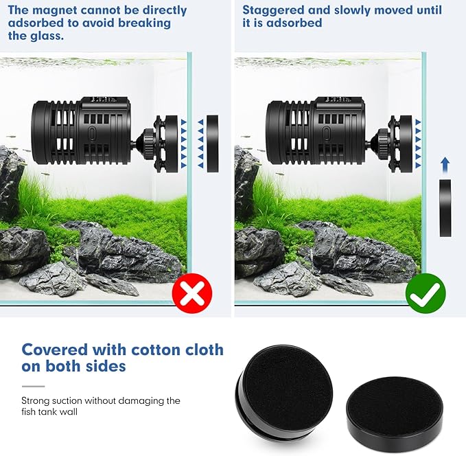 hygger 1320GPH Aquarium Wave Maker Pump with Strong Magnetic Suction Base, Ultra-quiet 360 Degree Rotating Submersible Power Head, for 20-60 Gal Freshwater Saltwater Tank