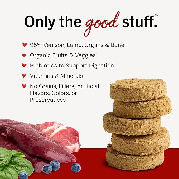 Stella & Chewy's Freeze-Dried Raw Dinner Patties - Venison Blend Recipe - High Protein Grain-Free Puppy & Dog Food - Perfect For Picky Eaters - 5.5 oz