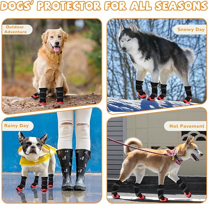 Dog Shoes for Medium Large Size Dogs, Breathable Dog Shoe for Hot Pavement, Dog Booties and Paw Protectors to Prevent Licking, Anti-Slip Dog Boots with Reflective for Summer, Hiking, Snow (Size 1)