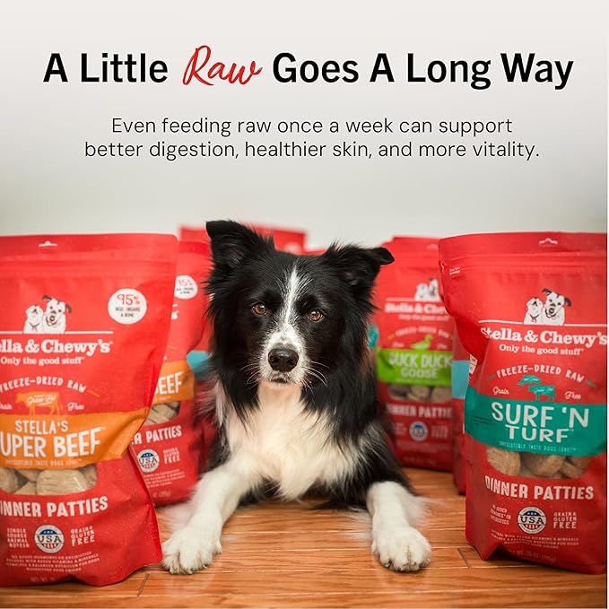 Stella & Chewy's Freeze-Dried Raw Dinner Patties - Duck Duck Goose Recipe - High Protein Grain-Free Puppy & Dog Food - Perfect For Picky Eaters - 5.5 oz