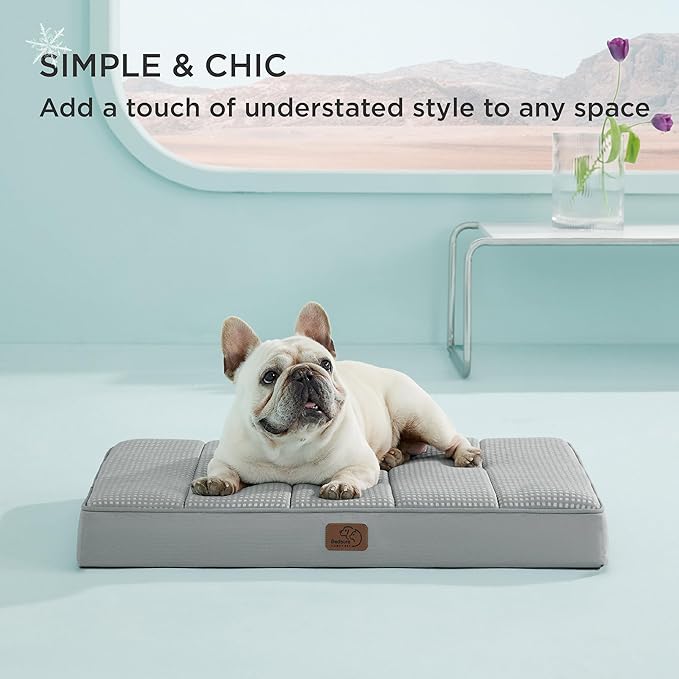 Bedsure Cooling Dog Bed for Small Dogs - Orthopedic Flat Puppy Beds with Removable Washable Cover, Egg Crate Foam Pet Mat, Suitable for Pet Up to 20 lbs