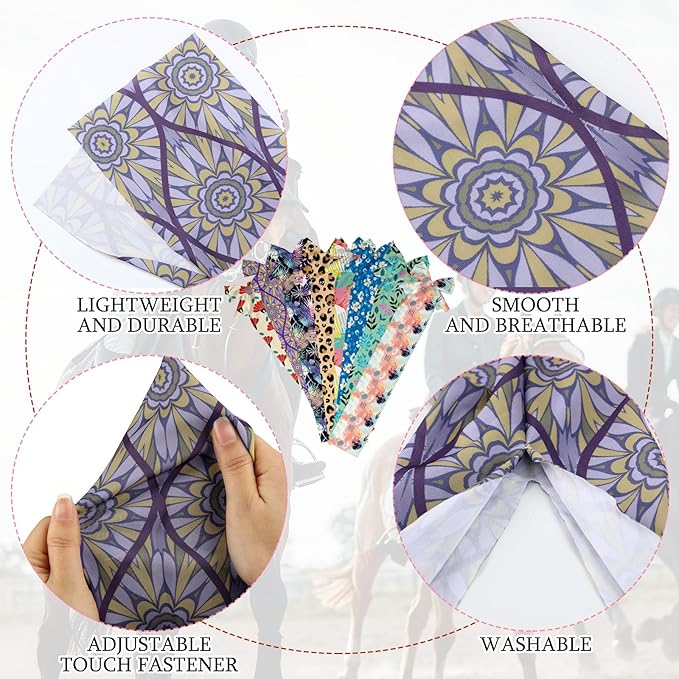 Eccliy 8 Pcs Horse Tail Bag Breathable Guard Stretchy 22" Slip on Horse Tail Wrap 2 Strand Closure Straps Grooming Supplies to Keep from Dirt Breakage Rubbing 8 Designs