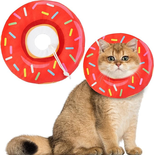 Cat Cone Collar Soft, Cat Recovery Collar for Wound Healing Cute Donut Adjustable Kitten Cones to Stop Licking Comfortable Lightweight Neck Elizabethan Collars for Kittens After Surgery