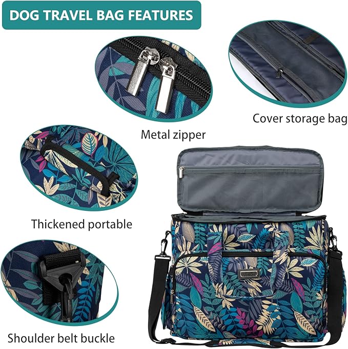 BAGLHER Dog Travel Bag, Pet Travel Bag (ALL Pet Travel Supplies), With 2 Pet Food Containers and 2 Collapsible Silicone Bowls; Essential Kits for Pet Travel Hawaii