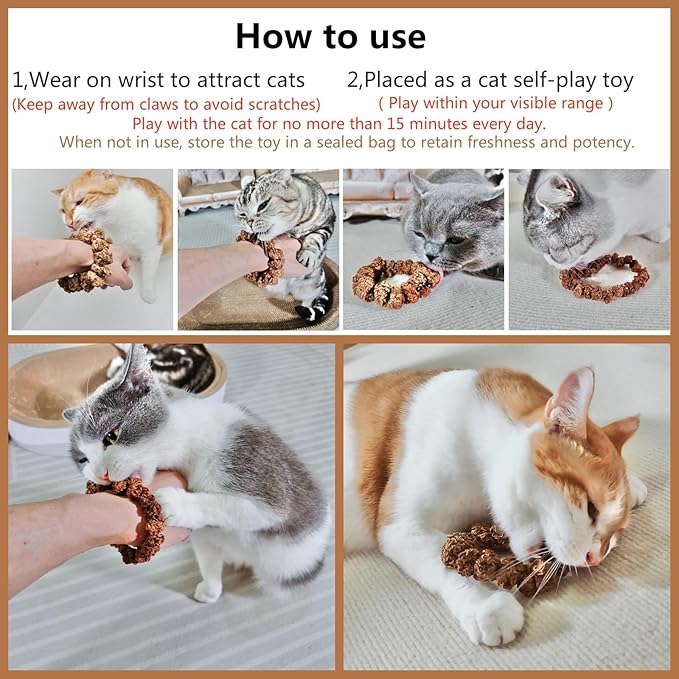 Natural Silvervine Gall Fruit Cat-Attracting Bracelet,Interactive Cat Toy for Relaxing and Teething, Catnip Alternative (Small Gall Fruit)