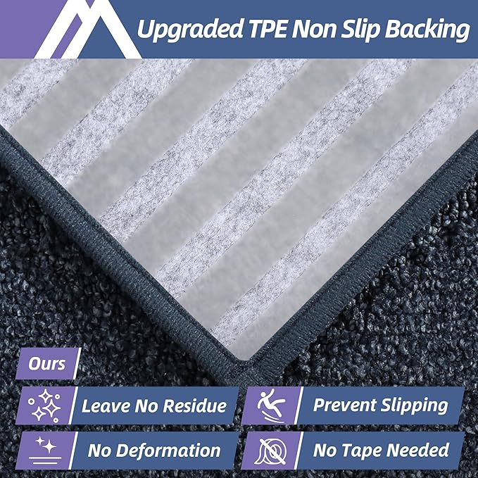 COSY HOMEER Edging Stair Treads Non-Slip Carpet Mat 28inX9in Indoor Stair Runners for Wooden Steps, Edging Stair Rugs for Kids and Dogs, 100% Polyester TPE Backing (7pc, Navy)