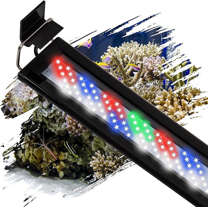 Led Aquarium Light, Full Spectrum Fish Tank Lights, Small 5/10 Gallon Freshwater Fishtank Hood Lighting for Grow Fish, Plants, Adjustable from 12 to 16 Inch