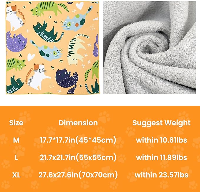 Cat Wrap for Cutting Nails,Cat Wrap for Grooming,Self-Adherent Soft Cat Blanket,Anti-Scratch Anti-Escape Multifunctional Cat Grooming Bag Pet Tool (21.7" X 21.7",Within 11.89lbs)