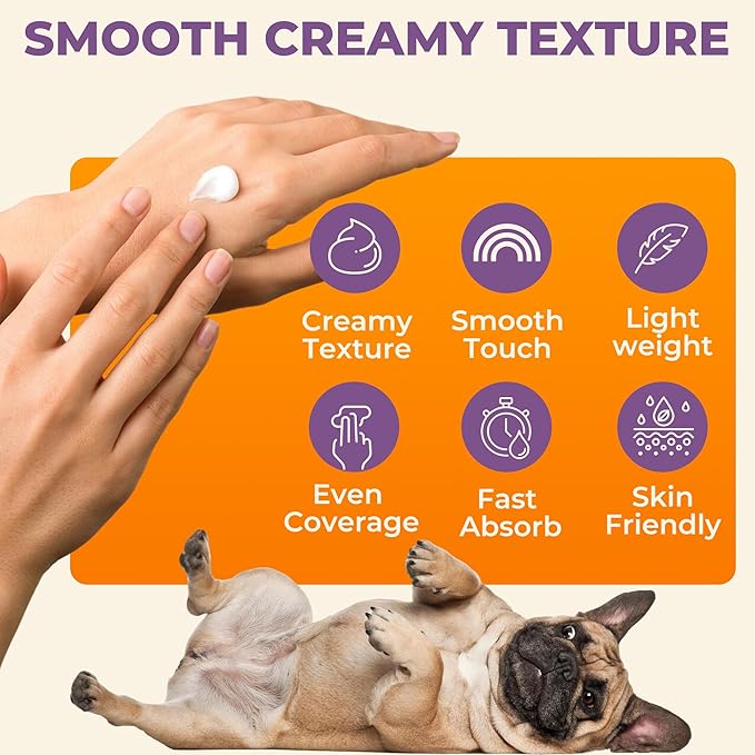 Dog Skin Soother - Dry Itchy Skin Relief & Hot Spots Soothing Cream for Dogs&Cats - Healing Ointment with Colloidal Oatmeal&Manuka Honey - Canine Conditioner Moisturizer with Applicator- 100g