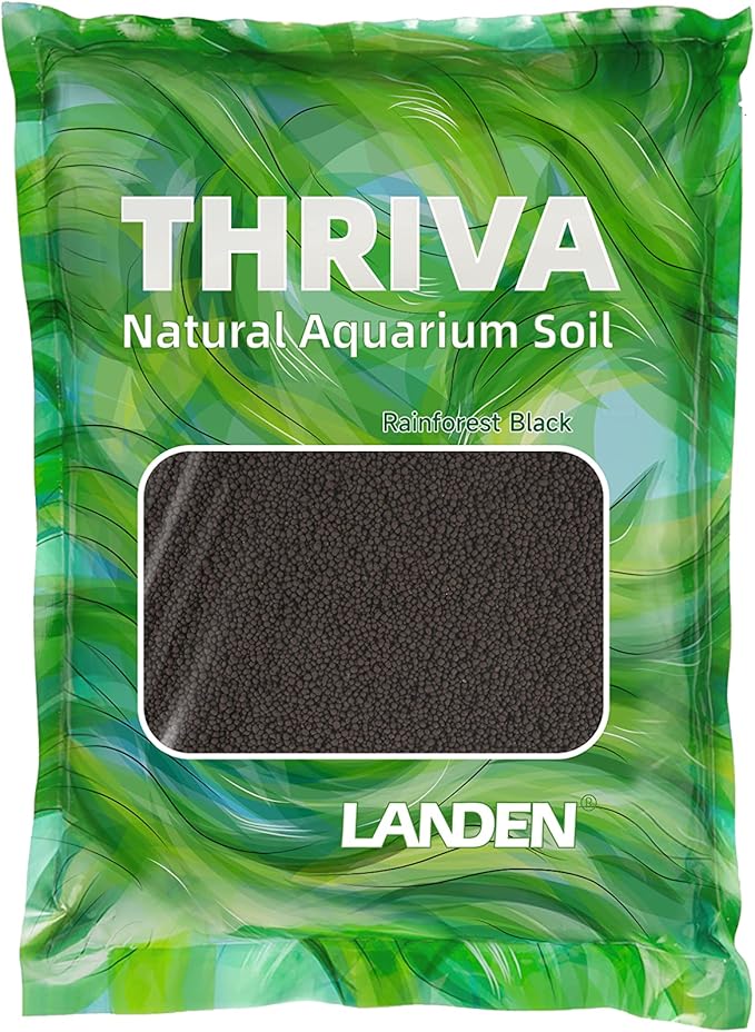 LANDEN THRIVA Natural Soil Substrate for Natural Planted Aquarium, Plant or Shrimp Stratum, Clay Gravel and Stable Porous Substrate for Freshwater Aquarium, Rainforest Black 5L(10lbs),Medium Size