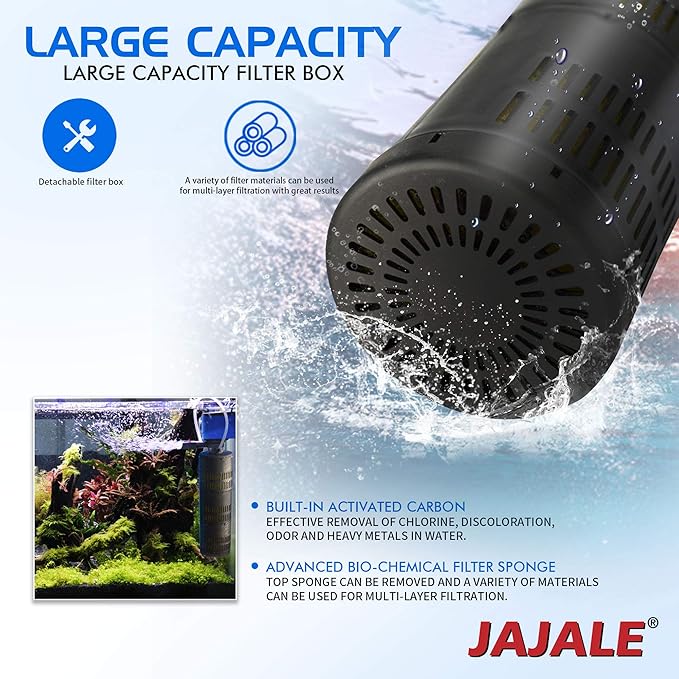 Water Pump 475 GPH 3-in-1 Submersible Internal Filter Aquarium Powerhead Water Pump Ultra Quiet for Aquarium,Fish Tank-5 Pack