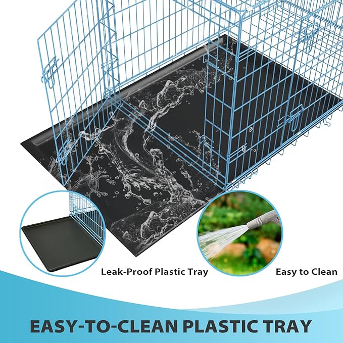 BestPet | Dog Crate | 36" | Blue | Foldable Metal Kennel with Double Doors, Secure Slide-Bolt Latches, Leakproof Tray | Portable Dog Cage for Medium Sized Breeds | for Travel, Indoor & Outdoor Use