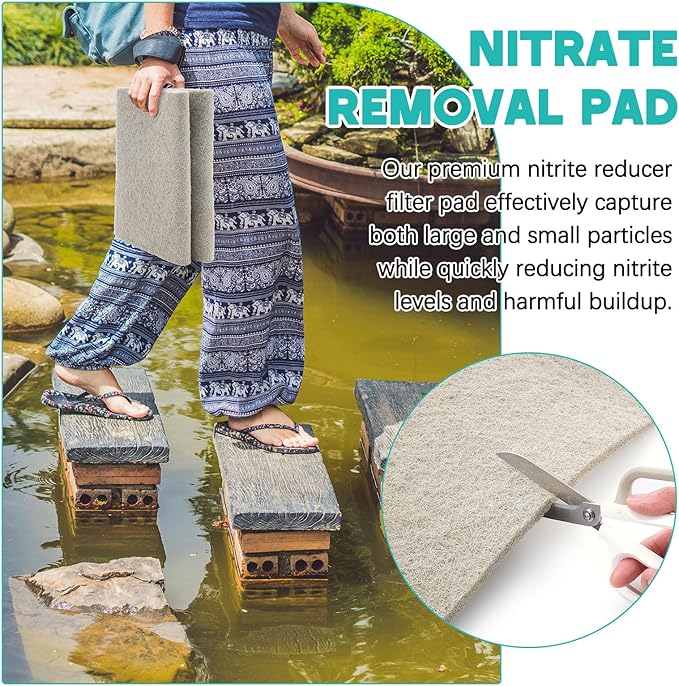 Treela 10 x 36 Inch Ammonia Reducer Filter Pad Fish Tank Filter Pads Ammonia Remover Aquarium Cut to Fit for Aquariums and Pond Reducing Infused Media Pad